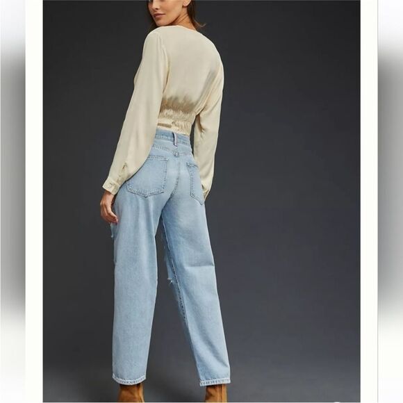 PILCRO | Vintage Crop Jeans Light Blue Wash Distressed Women’s Size 28 - Picture 2 of 15